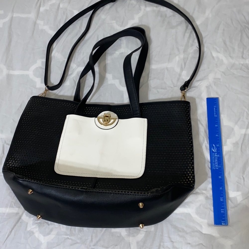 Large black and white handbag